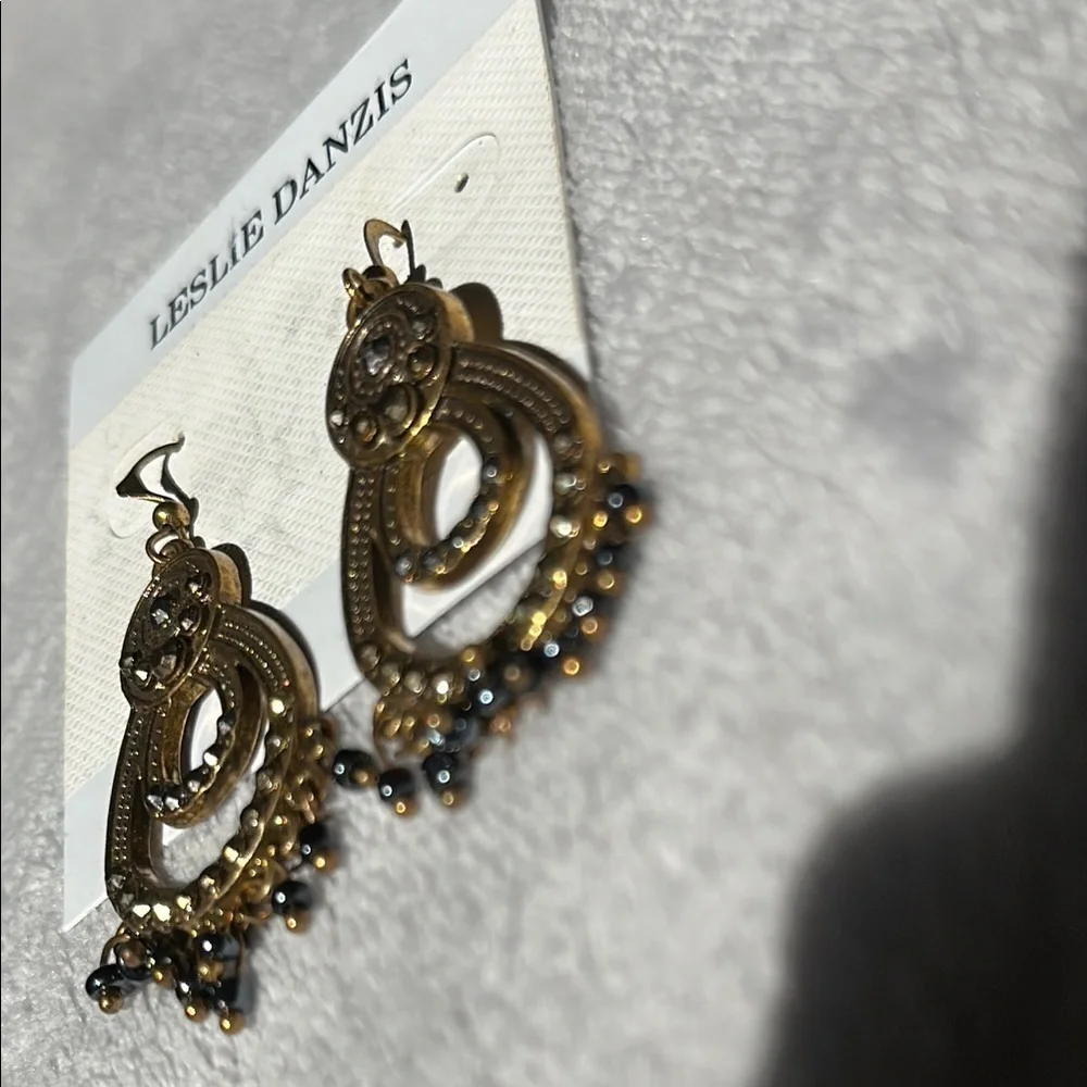 Antique Brass Filigree Dangle Earrings